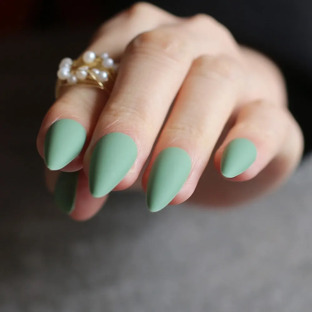 DIY long coffin Matte fake nails INS 10 colors optional Stiletto salon matte false nails salon art false nails-Nail Inspo