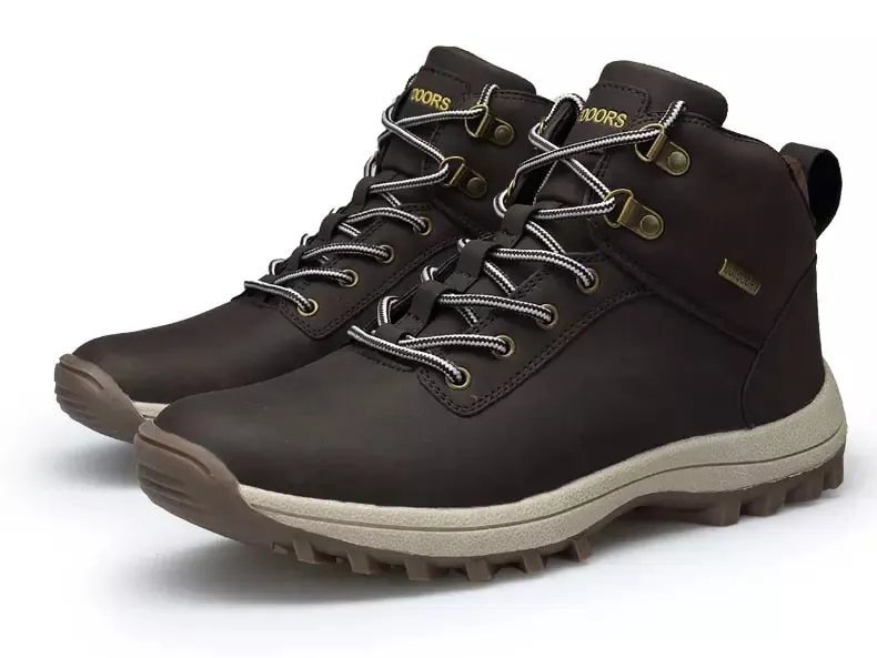 2020 Brand Men Boots Big Size 39-46 Autumn Winter Mens Leather Fashion Sneakers Lace Up Outdoor Mountain Men Shoes Waterproof