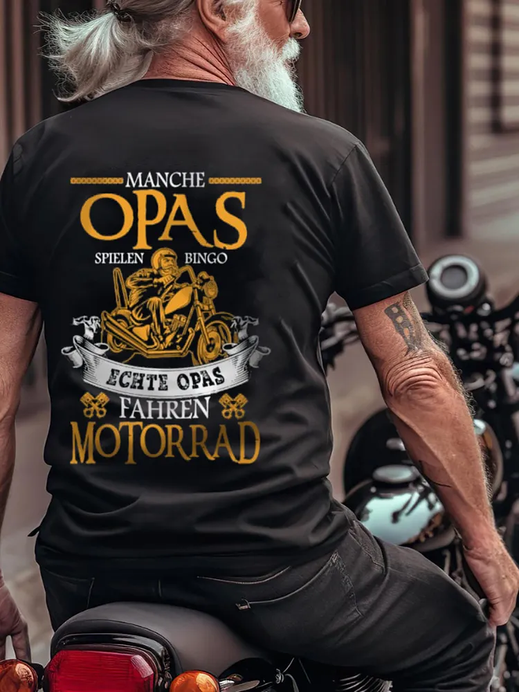 Echte Opas fahrener Motorrad bedrucktes Kurzarm-T-Shirt f&uuml;r Herren