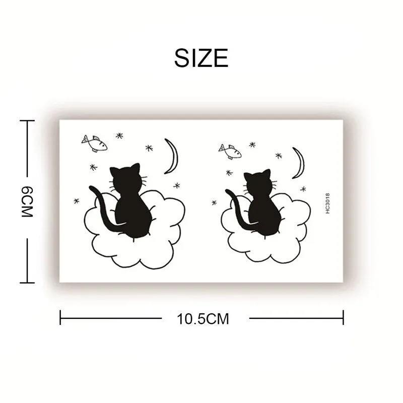 2pcs Geometric Planet Fashion Temporary Tattoo Sticker Cute Rainbow Rabbit Cat Colorful Arm Body Art Large Fake Tattoo Sticker