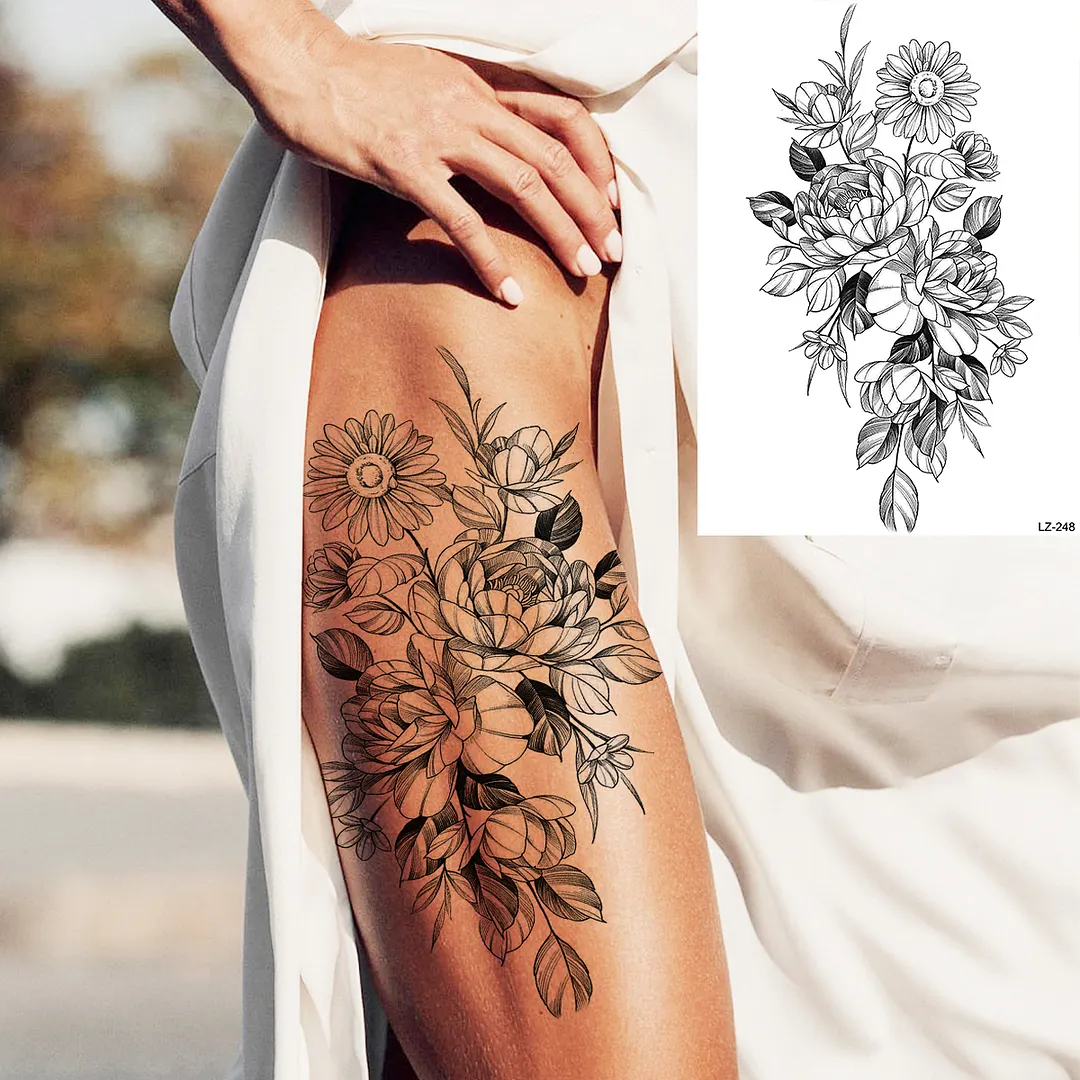 Sdrawing Halloween Skeleton Skull Vampire Temporary Tattoos For Women Adult Rose Flower Fake Tattoo Body Art Leg Arm Tatoo
