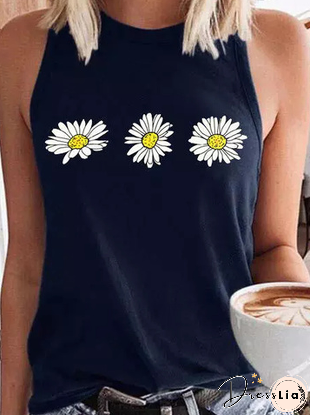 Casual Floral Knit Tank