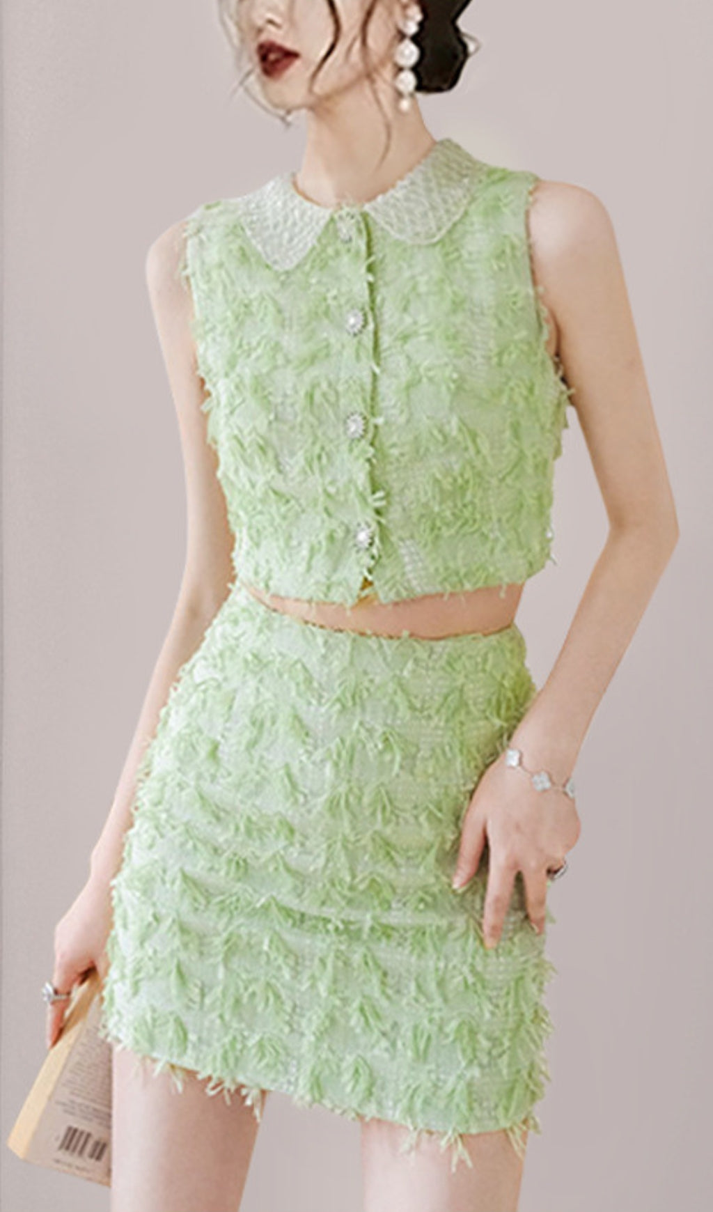 Anwen Raw Edge Crop Top And Skirt Set Flowering Girl