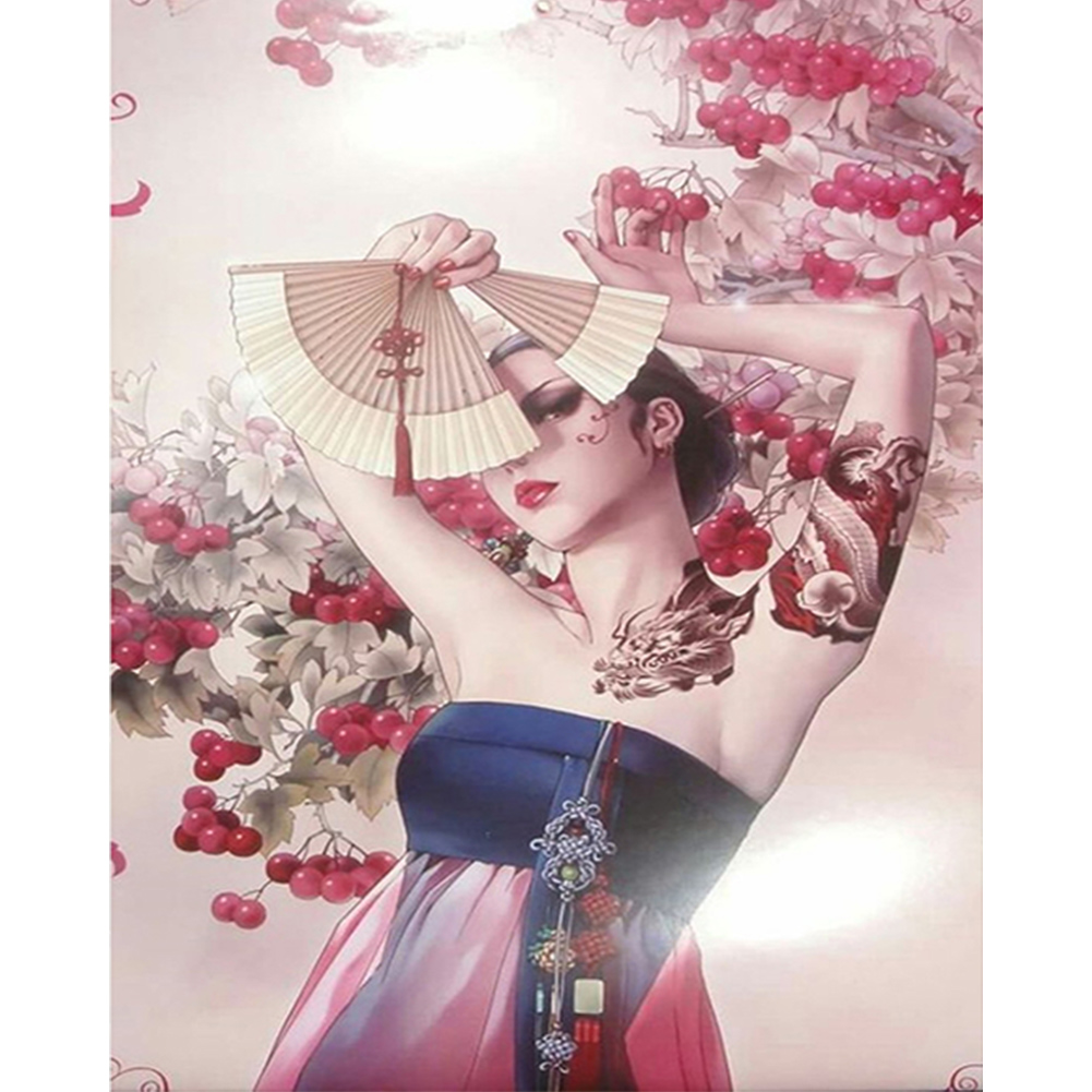 Japanese Geisha Woman-Paint by Numbers-16"x20"/40x50cm