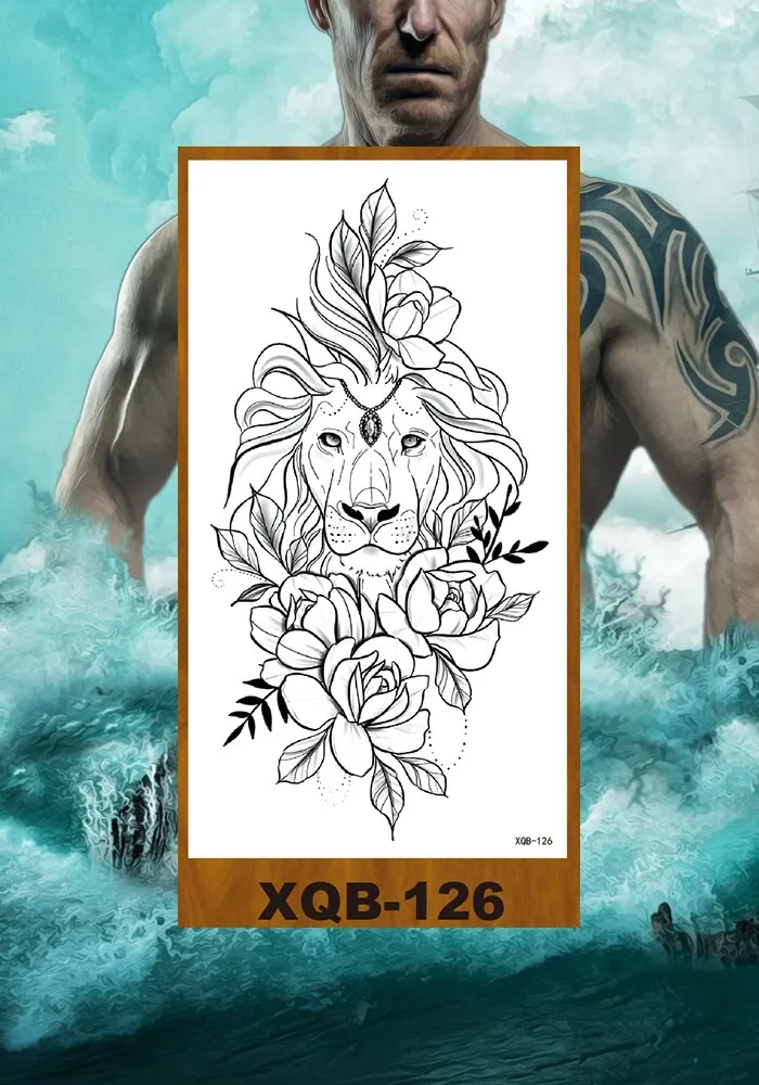 Temporary Tattoo Stickers Snake Bear Owl Fox Mermaid Tiger Wolf Lion King Men Women Girl Arm Body Chest Fake Body Leg Art Tatoo