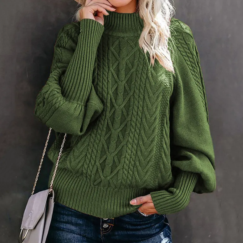 Retro Twist Loose Long Sleeve Knitted Solid Color Sweater