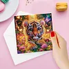 (US Local)6PCS Tiger DIY Diamond Art Greeting Cards Congratulations Cards & Gifts