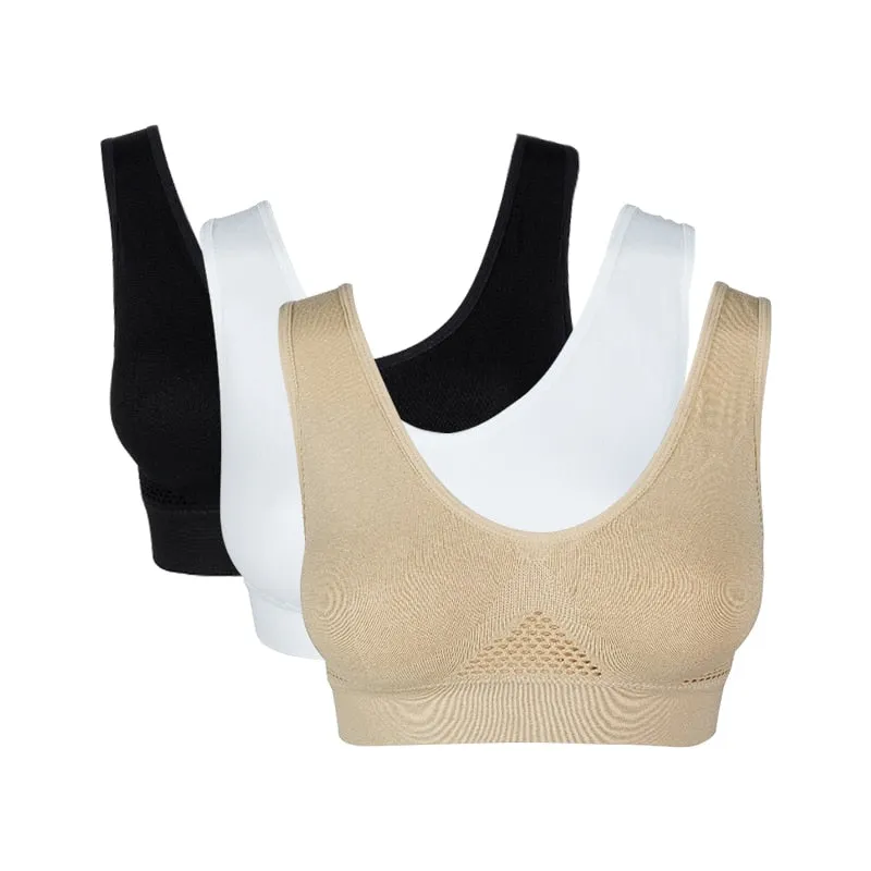 3PCS/lot Seamless Bra With Pads Plus Size Bras For Women Active Bra Wireless Brassiere Push Up Big Size Vest Wireless BH 5XL