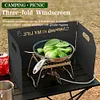 3 Plates Camping Stove Windscreen Foldable Cooking Burner Windproof Screen Tool