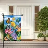 DIY Diamong Painting Double Sided Drills Garden Flags Outdoor Decor Holiday Garden Decorations Kit(Butterfly Flower)