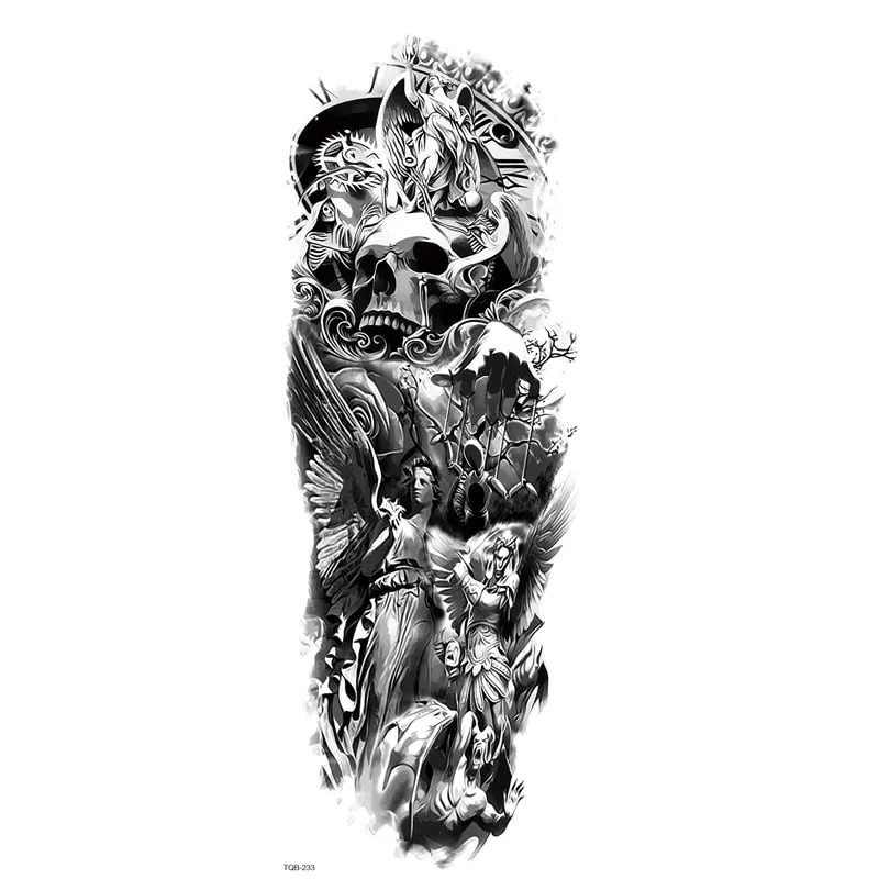 Fake Tattoo Dragon For Men Waterproof Sleeves Angel Tiger Snake Animal Stickers Waterproof Temporary Tattoos Skeleton Hand
