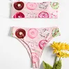 ZAFUL 2019 New Bikinis Women Donut Print Bandeau  Bandeau Collar High Cut Swimsuit Swimwear Bathing Suit Bikini set Biquini