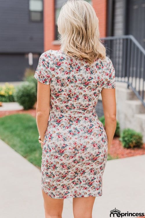 Fashion O Neck Printed Short Sleeve Dress