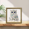 Owl DIY Special Shape Double sided Print Clear Diamond Art Kit Wooden Framed Diamond Painting Kit(22x22cm)