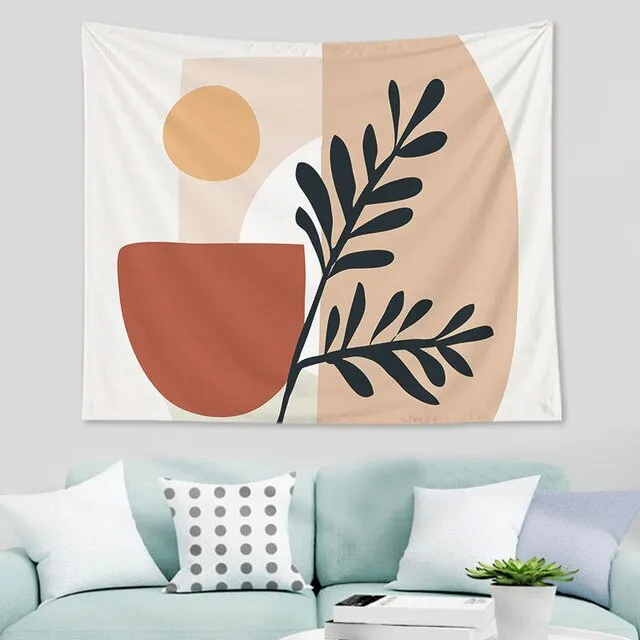 Abstract  nordic Geometric Tapestry Tropic Modern Art Brown Wall Hanging ins Tapestry Decorative Tapestry For Home Decoration
