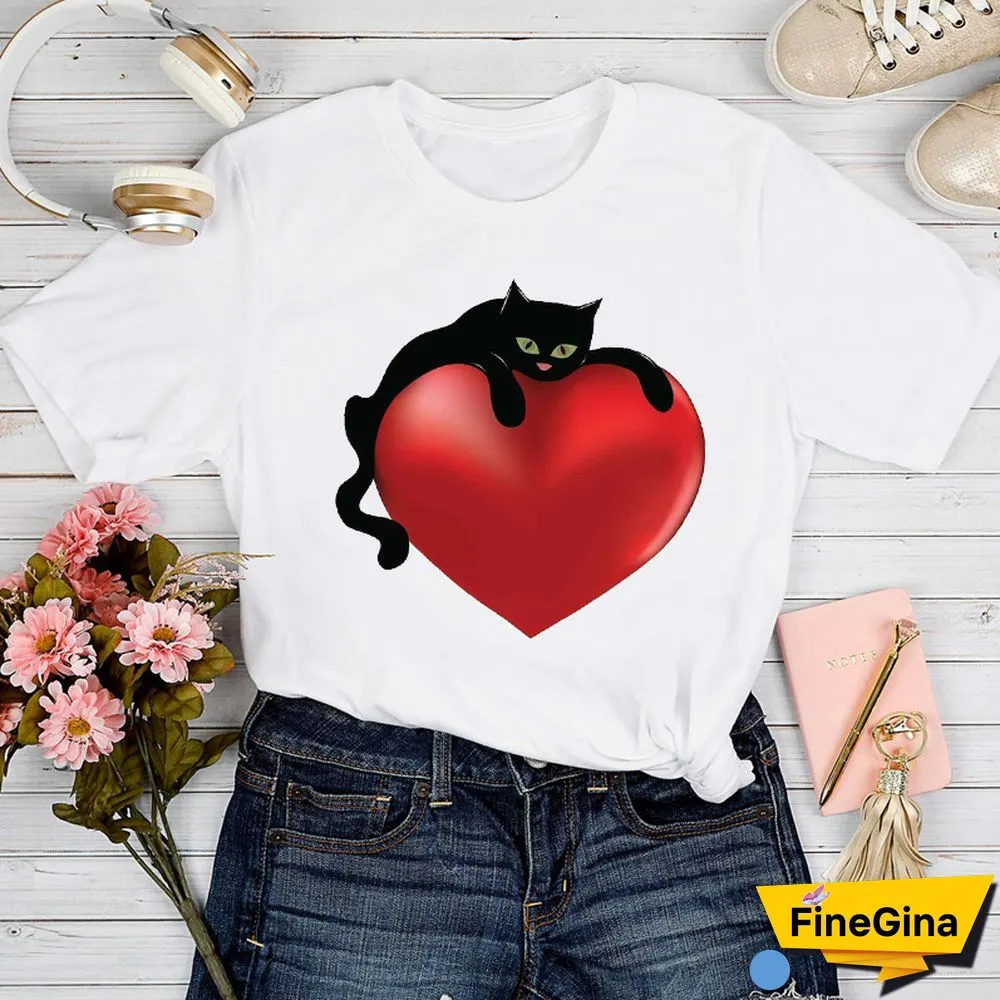 T-shirts Women Love Geometric Trend Style 90s Spring Summer Tshirt Top Lady Print Clothes Graphic Female Tee T-Shirt