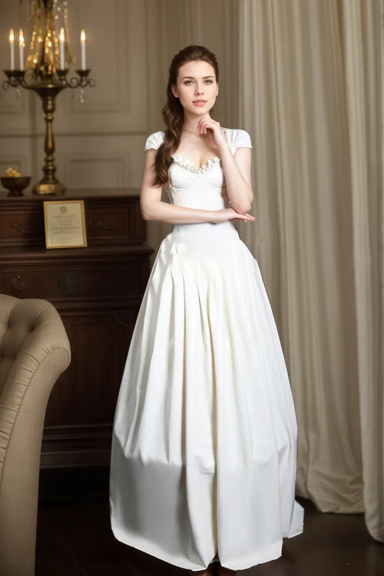Women Latex Dress Angel of Radiance Pure White Elegance Gown 