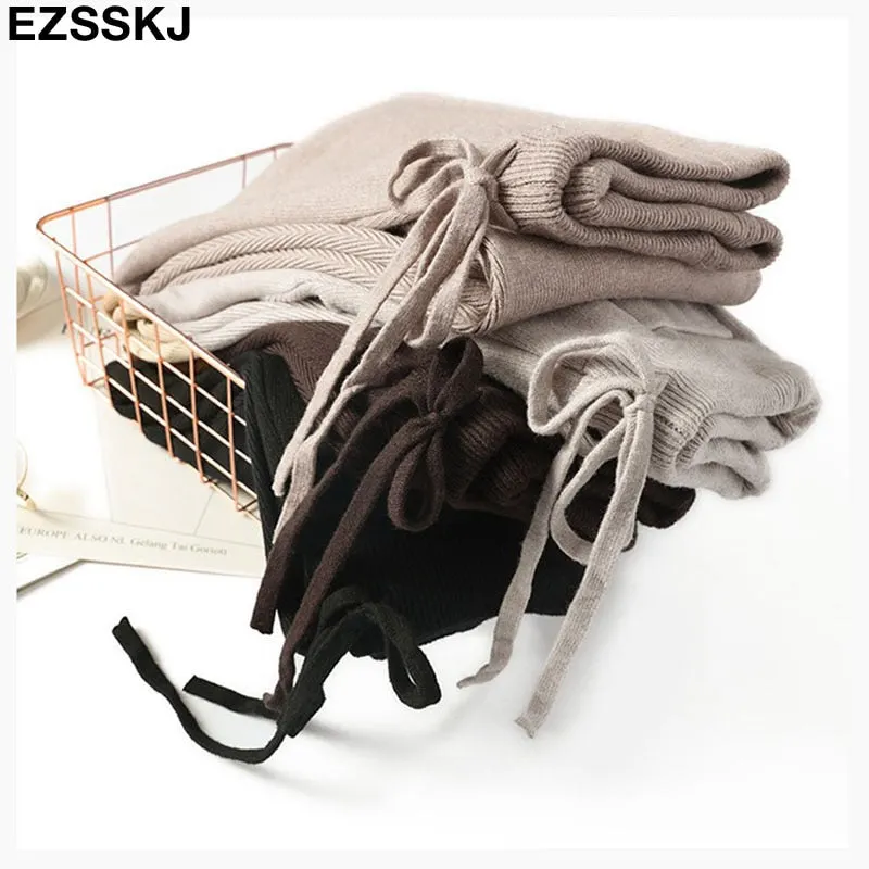 Women Elastic Waist Drawstring Trousers Thick Knitted Harem Pants Autumn Winter Sport swear Women'S Pants New Bottoms