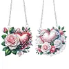 (US Local)2Pcs Love Rose Special Shape Diamond Painting Hanging Pendants for Wall Window