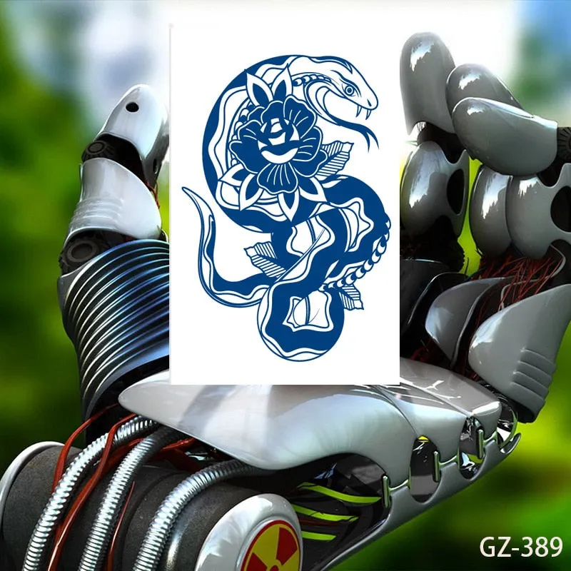 Temporary Tattoos Stickers Geometry Flower Snake Scorpion Juice Ink Lasting Waterproof Arm Chest Waist Hip Realistic Fake Tatoo