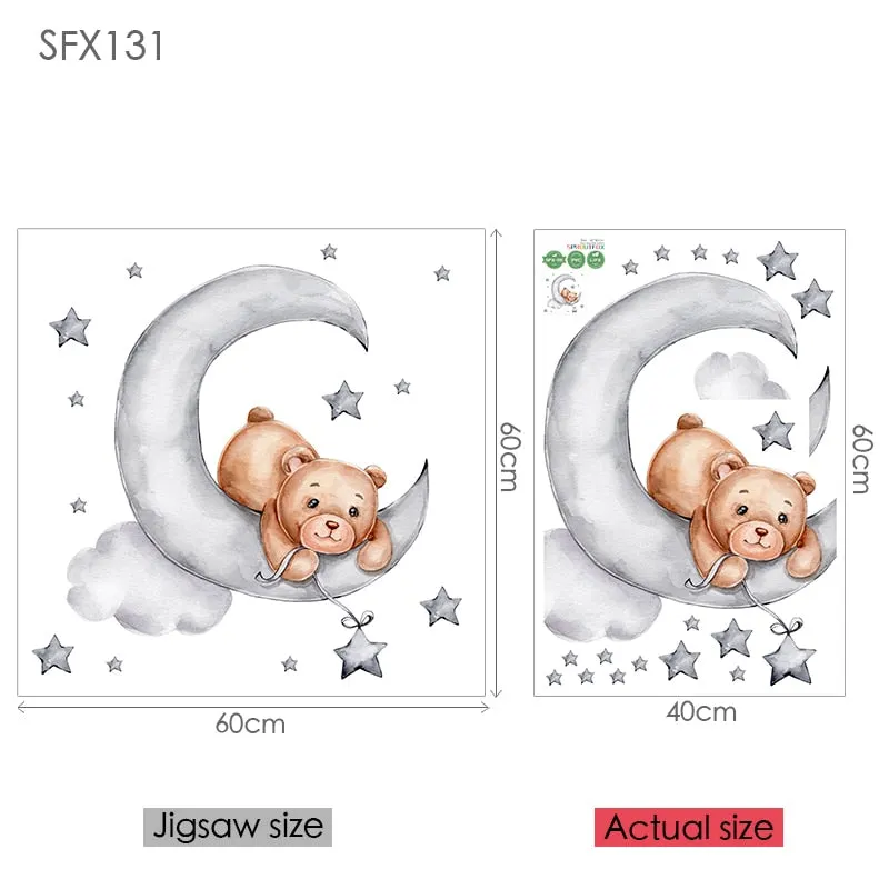 Rabbit Wall Stickers For Children's Room Decorative Vinyl Bear Wall Stickers For Kids Rooms Animal Pattern Wall Stickers Child