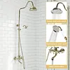 [US Local Warehouse] Antique Gold Shower Head Set with Knobs Mixer Tap Vintage Rainfall Showers Faucet Wear Resist for Home Bathroom Hotel SPA
