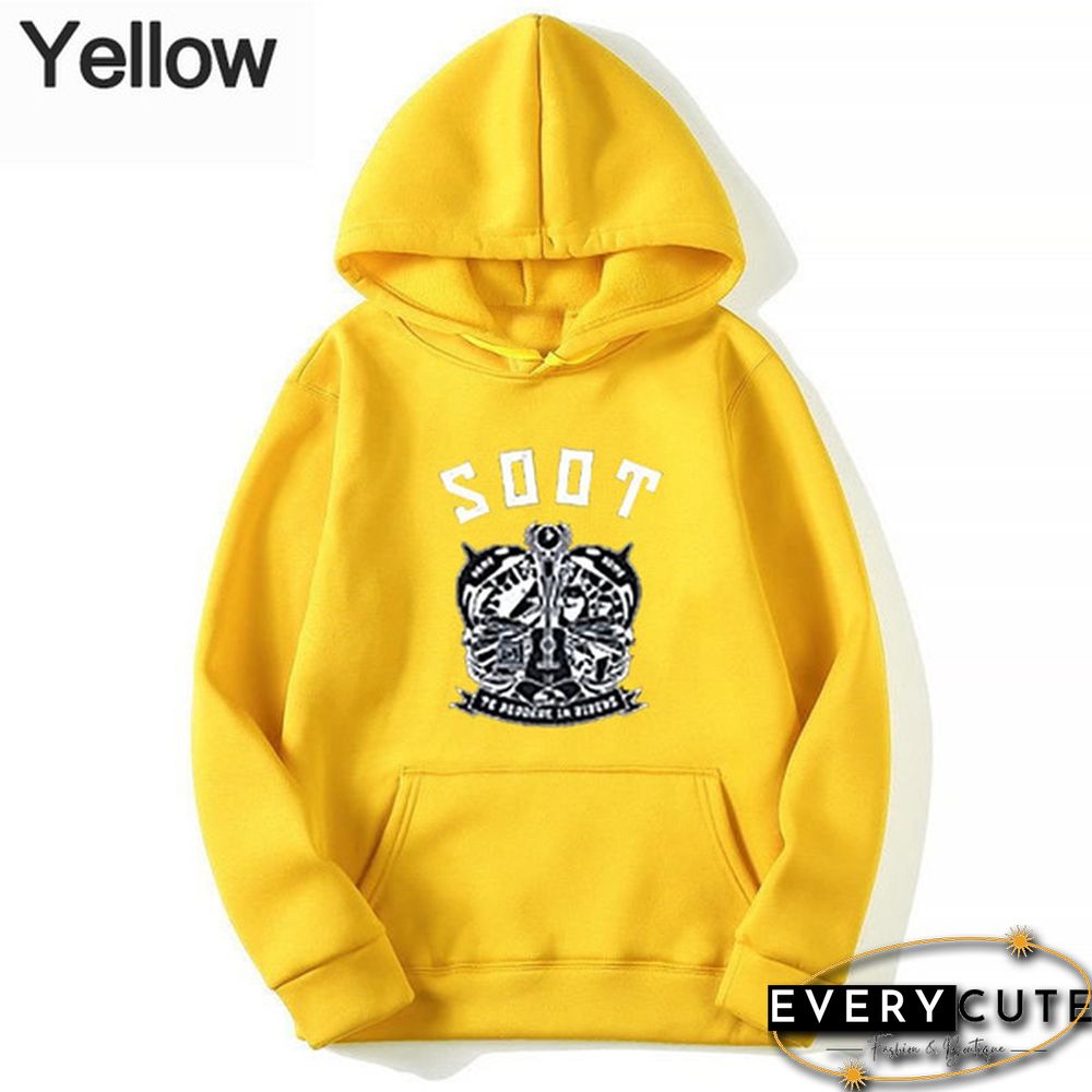 Wilbur Soot Unisex Printed Casual Hooded Street Style College Student Round Neck Long Sleeve Sweater