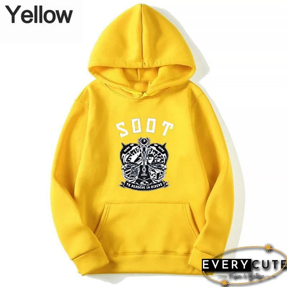 Wilbur Soot Unisex Printed Casual Hooded Street Style College Student Round Neck Long Sleeve Sweater