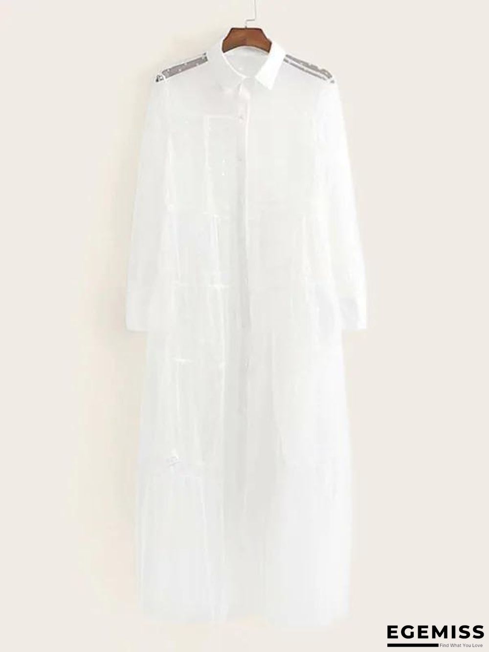 Dobby Mesh Sheer Shirt Dress | EGEMISS