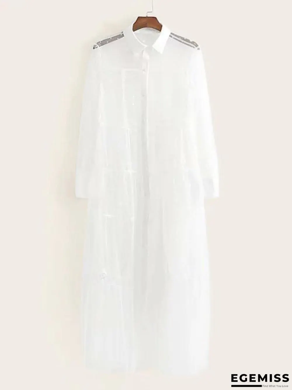 Dobby Mesh Sheer Shirt Dress | EGEMISS