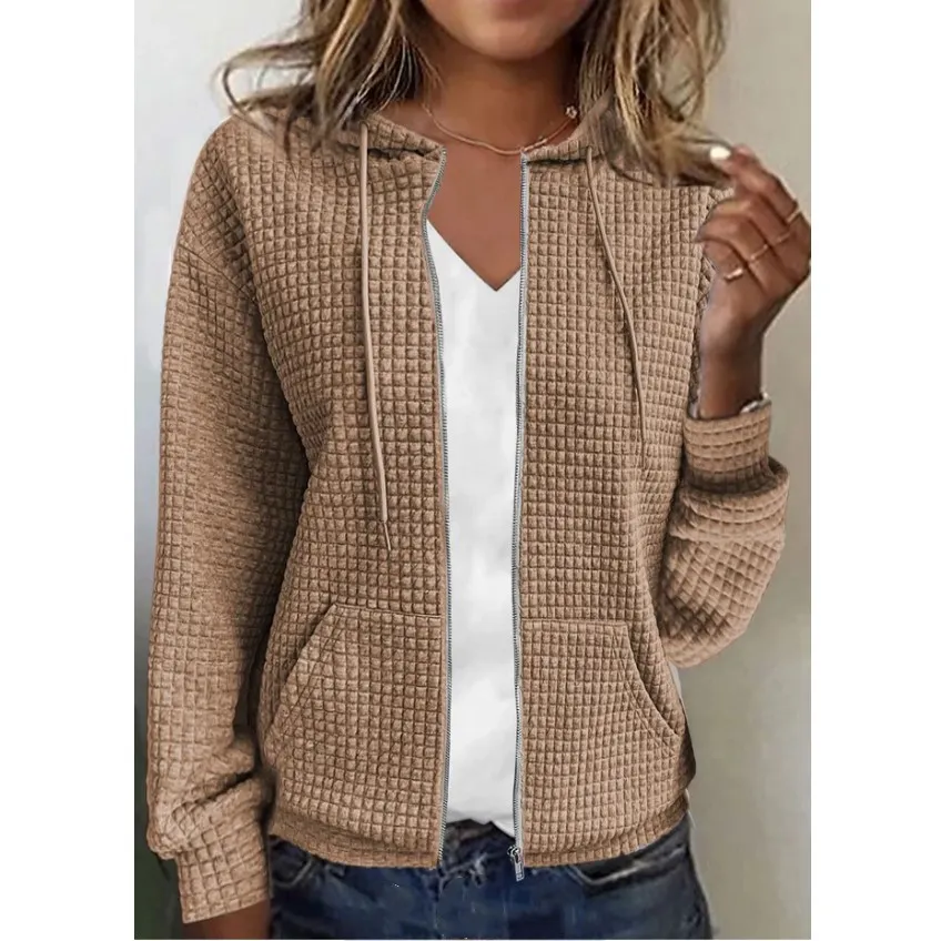 Churchf Churchf Women Wear Zip Hooded Cardigan Long Sleeve Hoodie Coat