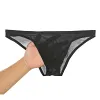 Men's Sexy Seamless See Through Underwear Low Waist Ice Silk Backless Tangas Sheer Bikini Briefs Underpants