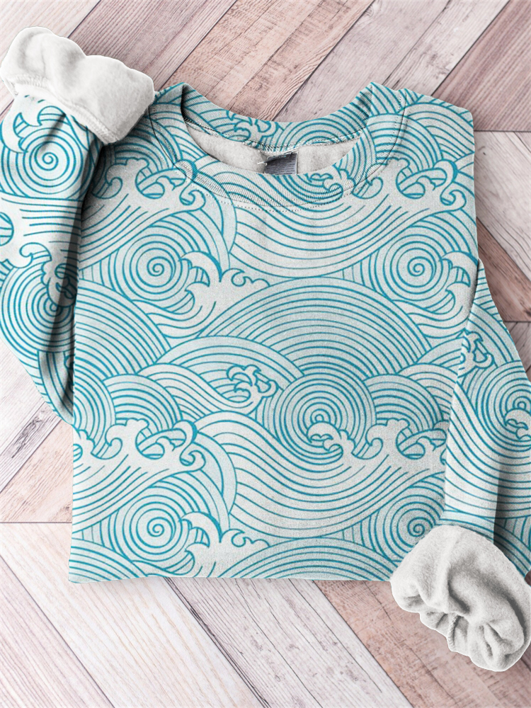 Sea Waves Japanese Art Comfy Sweatshirt elevenforest