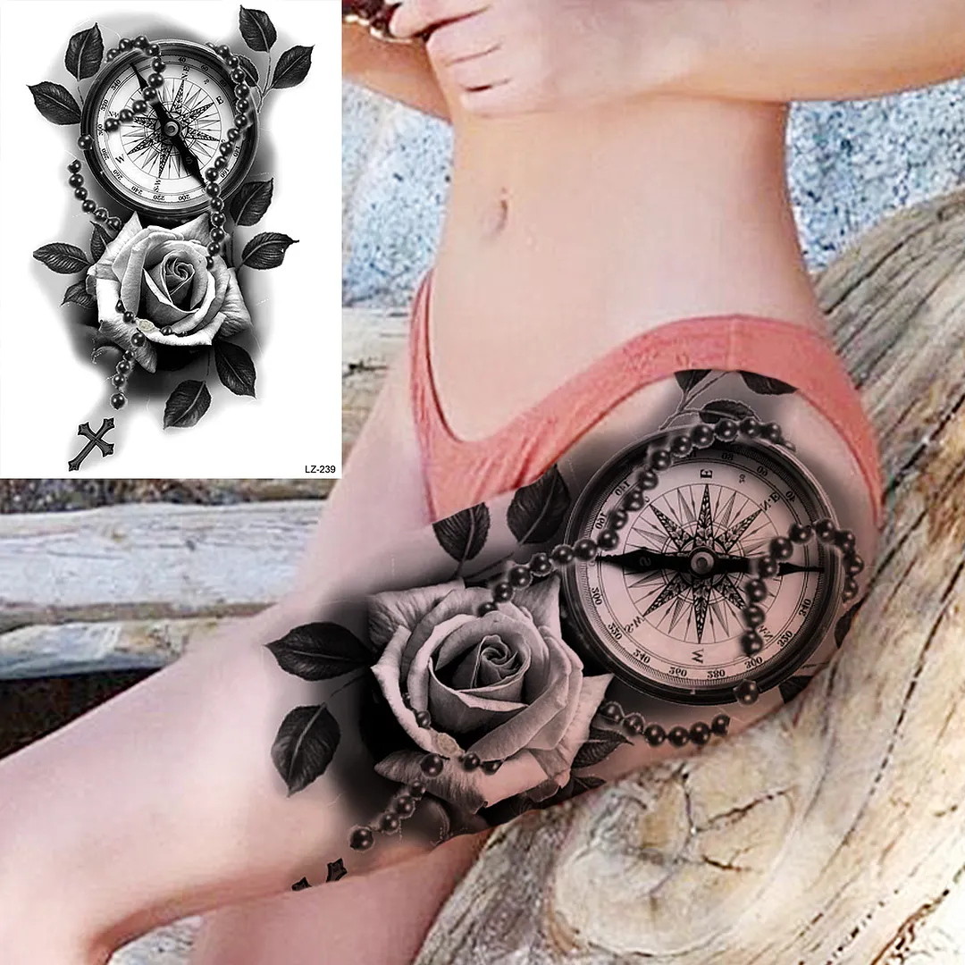 Sdrawing Gangster Skeleton Vampire Halloween Temporary Tattoos For Women Realistic Punk Girls Skull Fake Tattoo Sticker Arm Tatoos