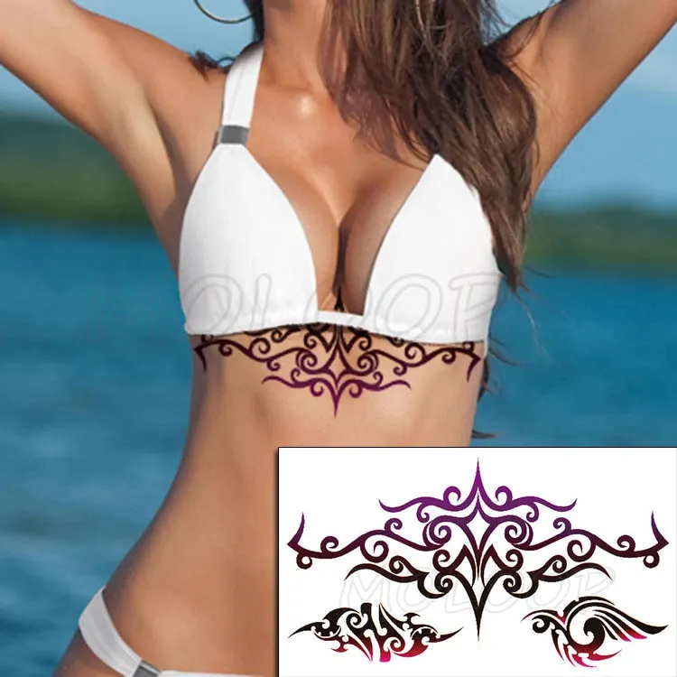 Temporary Tattoo Sticker Plant Leaf Flower Like Butterfly Sexy Chest Back Fake Tatoo Waterproof Flash Tatto Art for Woman Girl