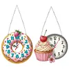 2Pcs Diamond Painting Ornament with Clock Function Hanging Clock Art Craft Decor