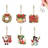 (US Local)6PCS  Merry Christmas DIY Diamond Painting Keychain Diamond Art Kits