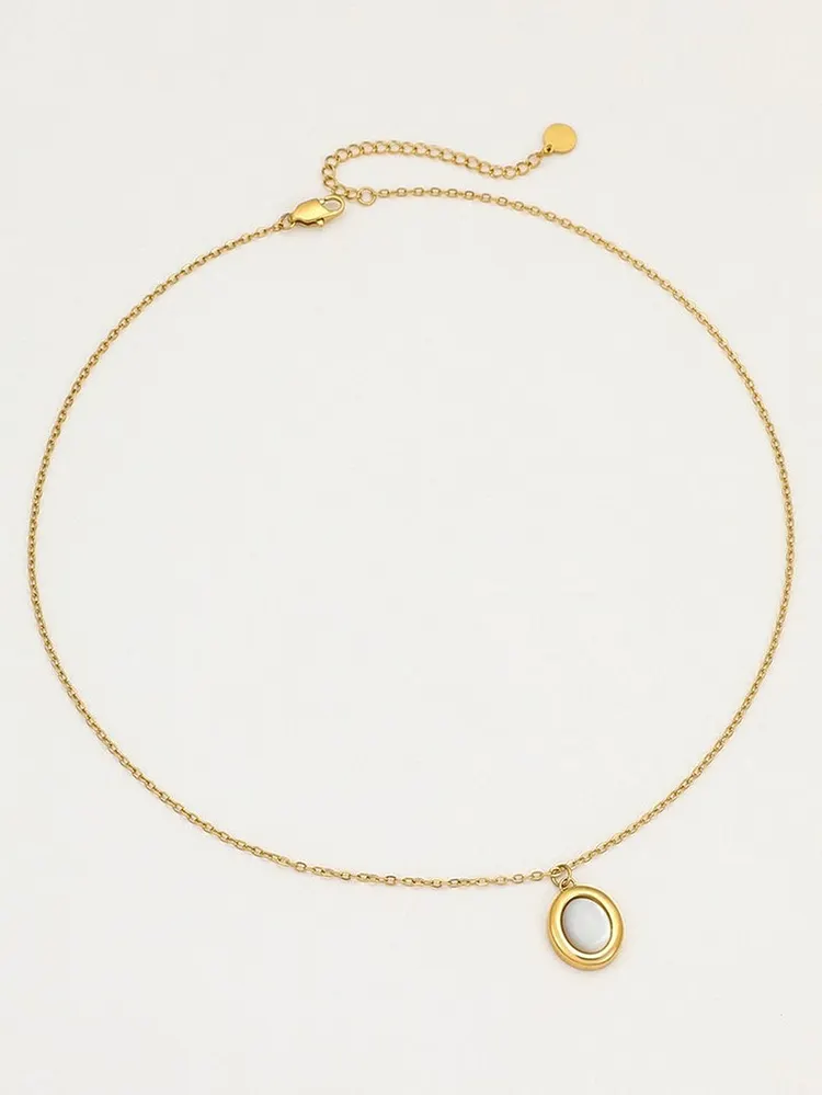 Minimalist Jewelry Set with Oval Mother of Pearl Stainless Steel