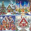 (US Local)4pack Xmas House-Special Shaped Diamond Painting Kit(30x30cm)