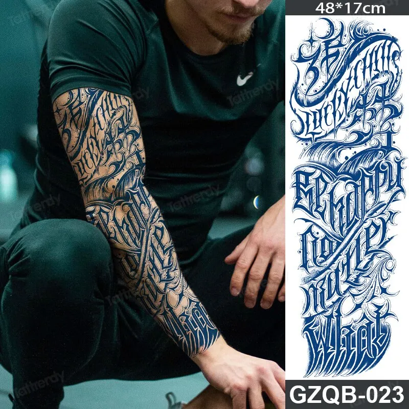 Sdrawing transfer tattoo fake large size full arm tattoo sleeve juice ink long lasting waterproof temporary tattoos men body art