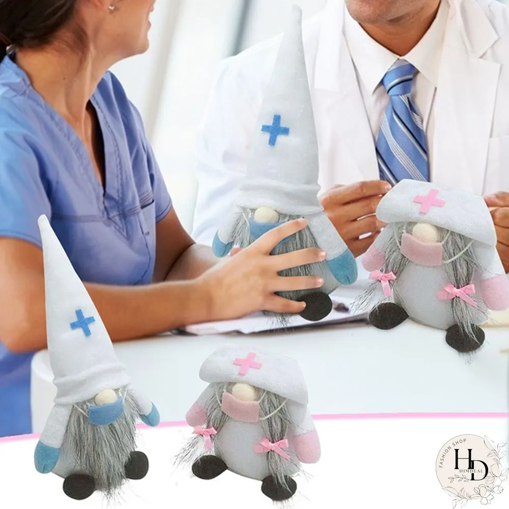 Cute Doctor Nurse Dwarf Doll Ornaments Gnome Handmade Elf Home Farmhouse Kitchen Decor Festive Party Shelf Tiered Tray Decorations Supplies Qee