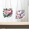(US Local)2Pcs Love Rose Special Shape Diamond Painting Hanging Pendants for Wall Window
