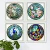 (US Local)4pcs/set Stained Glass-18CT Stamped Cross Stitch Kit(20x20cm)