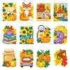 12pcs Autumn DIY Mini Round Diamond Painting Set 14x19cm