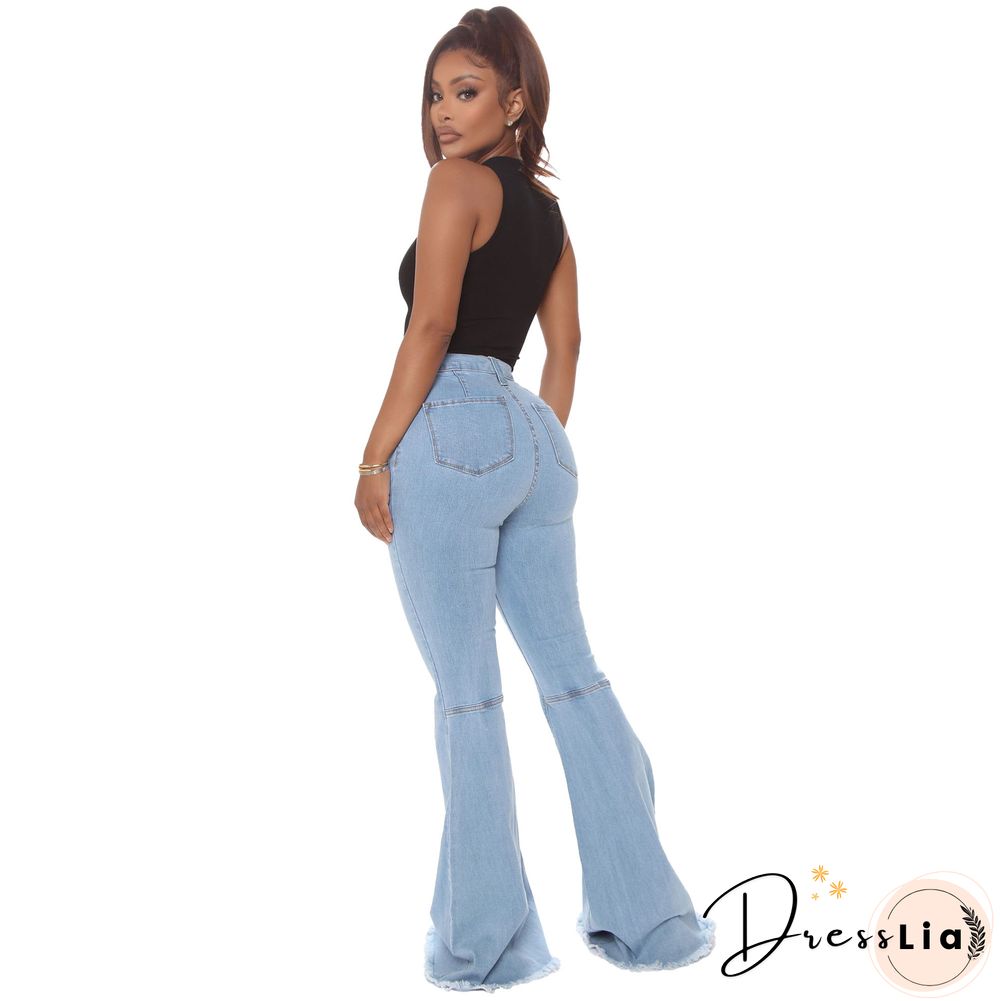 High Waist Stretch Plus Size Flare Jeans Pants