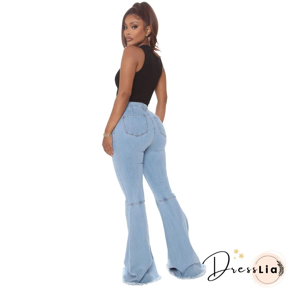 High Waist Stretch Plus Size Flare Jeans Pants
