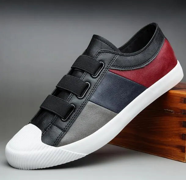 2021Men Leather Casual Shoes Man Spring Autumn Hot Fashion Slip-On Cool Loafers Leisure Patckwork Flat Designer Men Driving Shoe