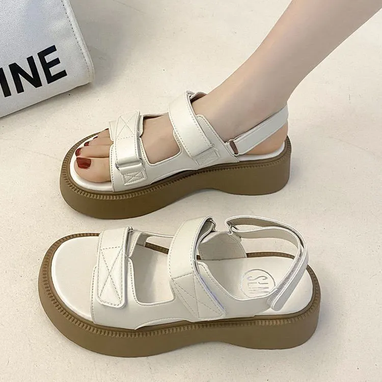 Churchf Churchf Version Of The Net Red Sports Sandals Female Students Fashion Leisure Spring 2023 New Platform Velcro Flats