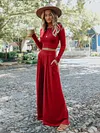 Casual Simple Long Sleeves+Wide Leg Suits