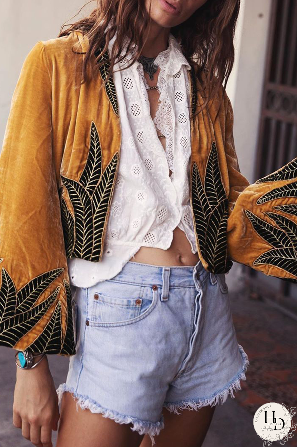 Casual Print Split Joint Cardigan Collar Outerwear
